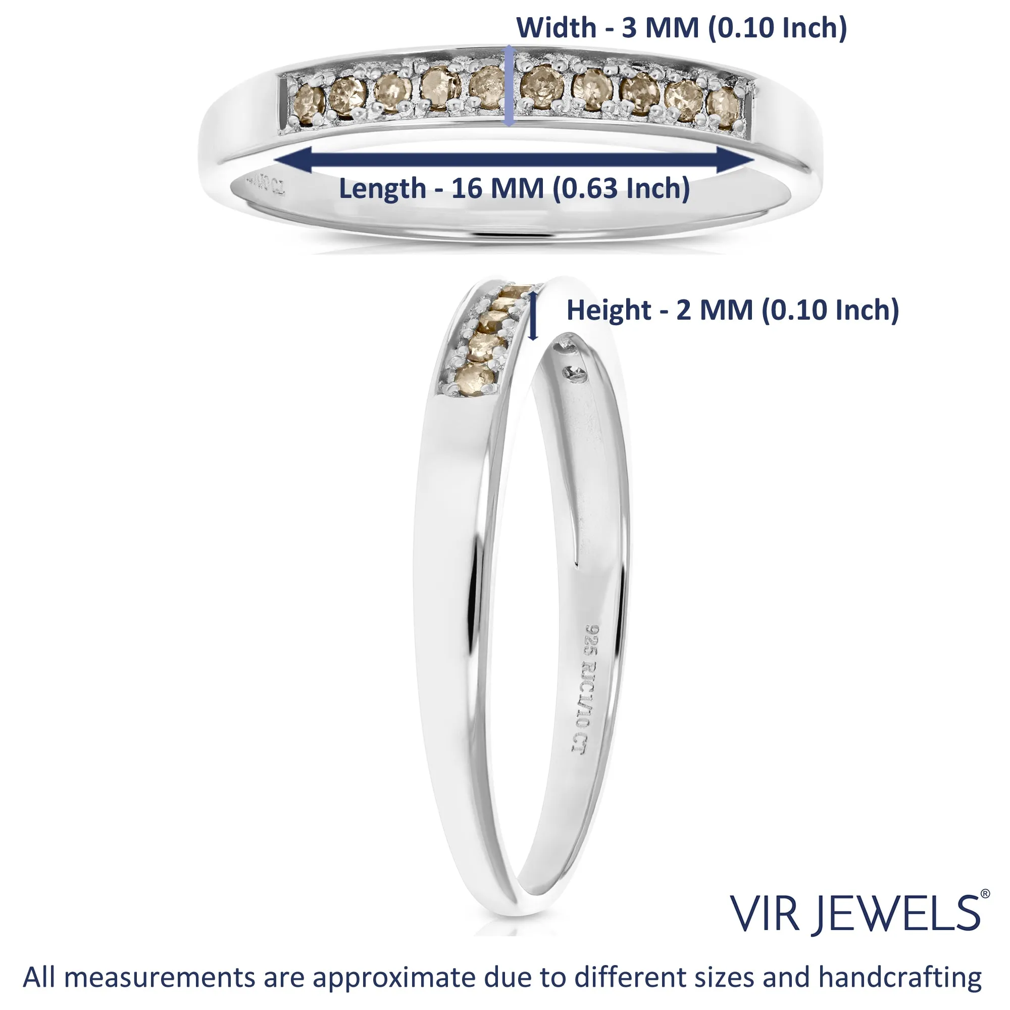 1/10 cttw Champagne Diamond Wedding Band in Sterling Silver