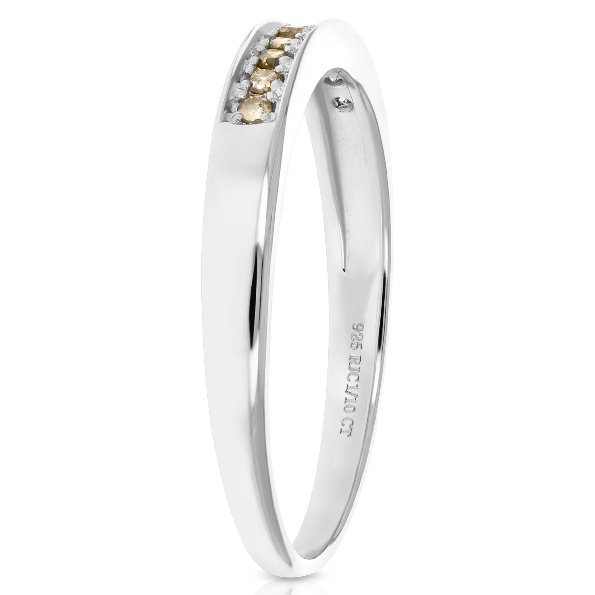 1/10 cttw Champagne Diamond Wedding Band in Sterling Silver