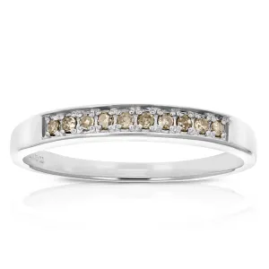 1/10 cttw Champagne Diamond Wedding Band in Sterling Silver