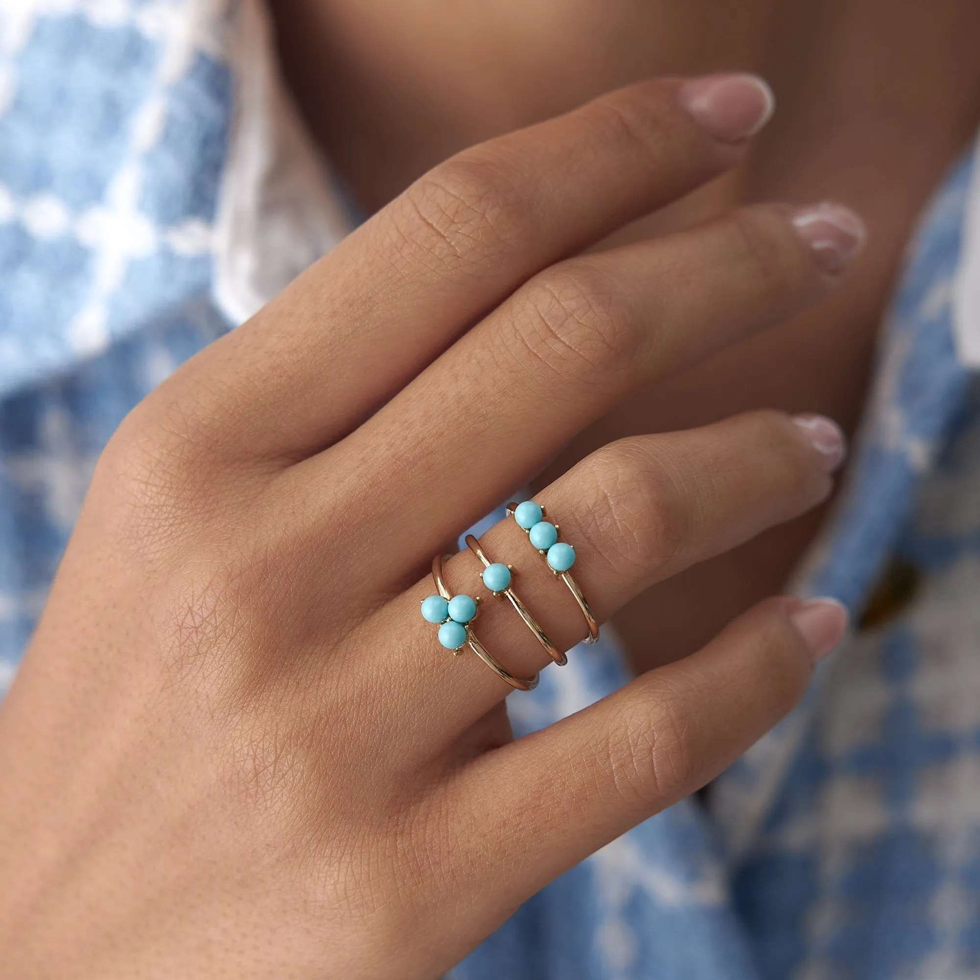 14k Gold Aquamarine Blue Single Bud Ring