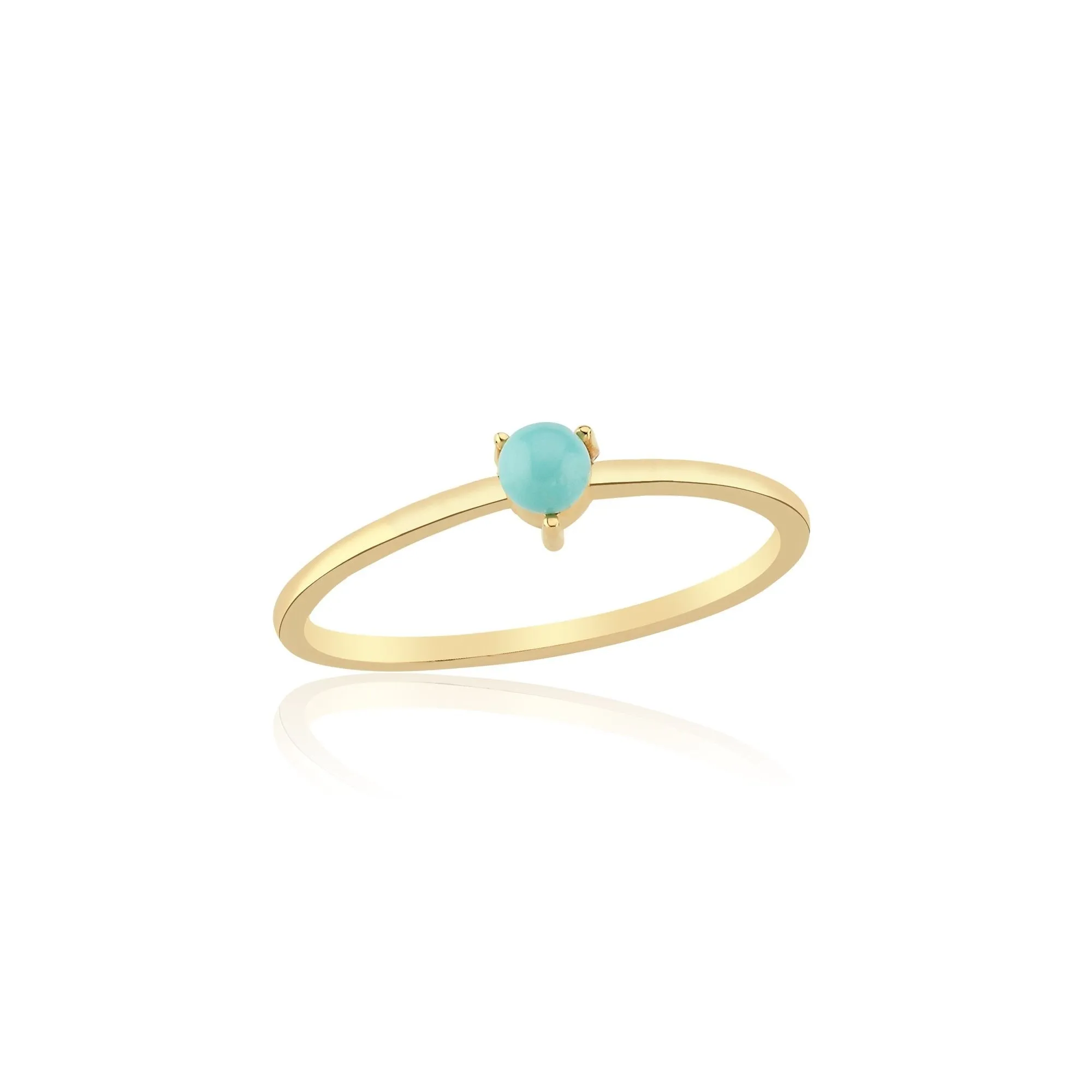 14k Gold Aquamarine Blue Single Bud Ring