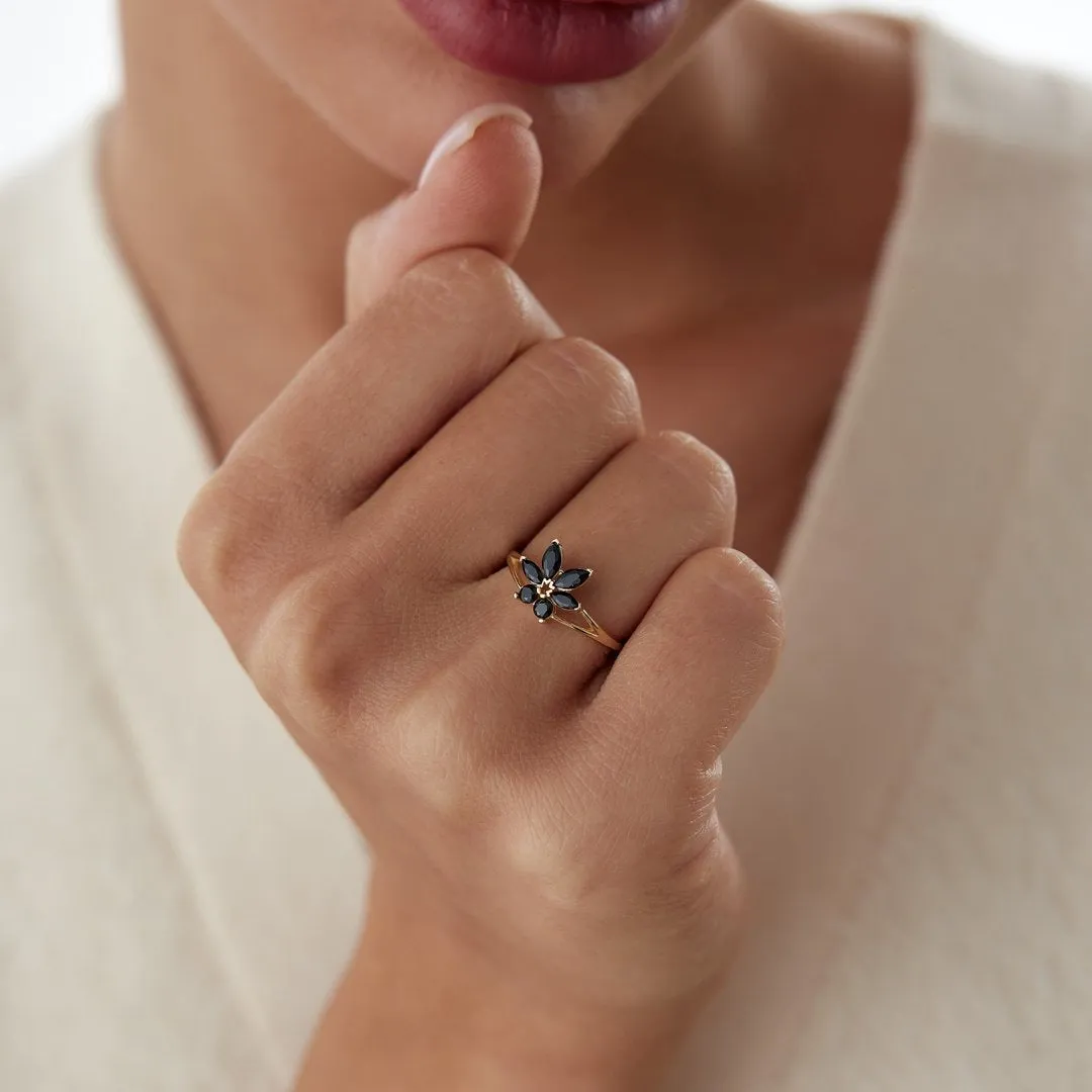 14k Gold Black Sunset Ring