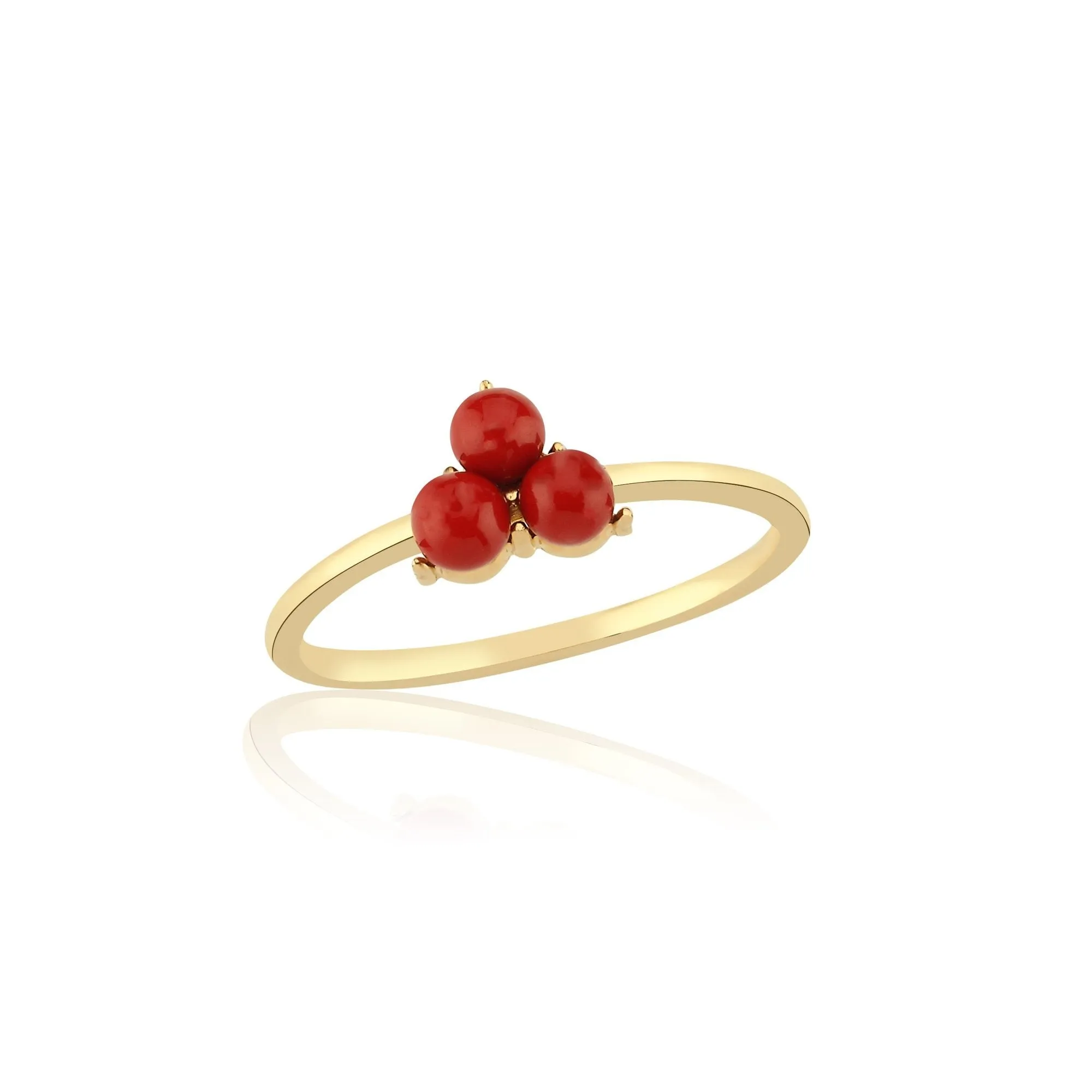 14k Gold Coral Trapezoid Bud Ring