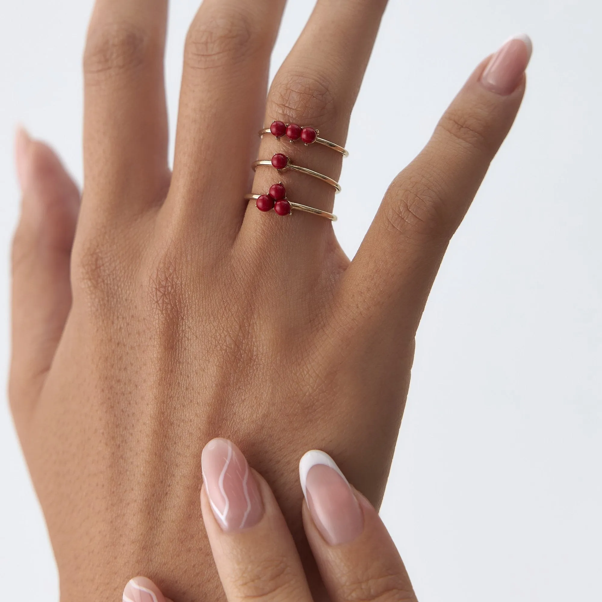 14k Gold Coral Trapezoid Bud Ring