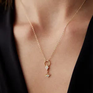 14k Gold Minimalist Evil Eye Necklace