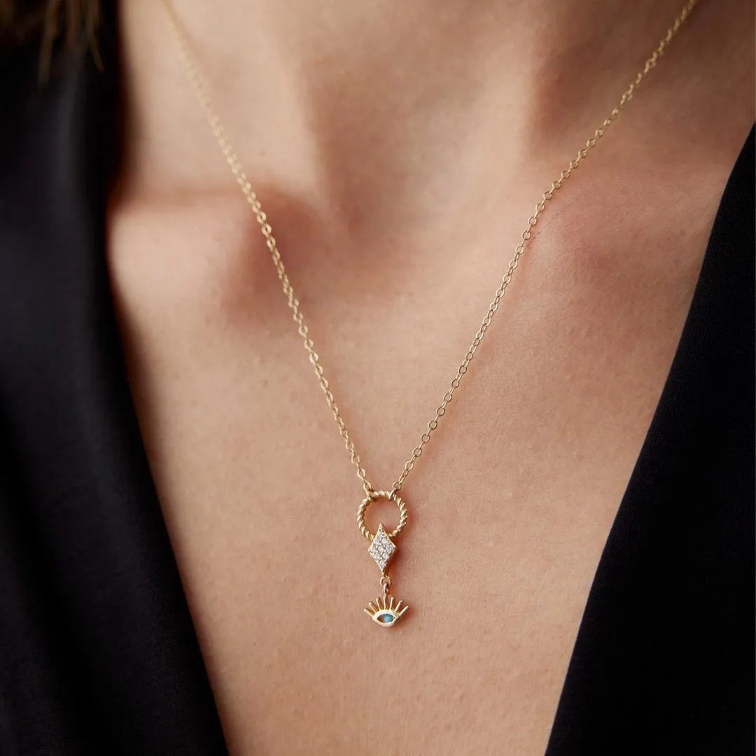 14k Gold Minimalist Evil Eye Necklace