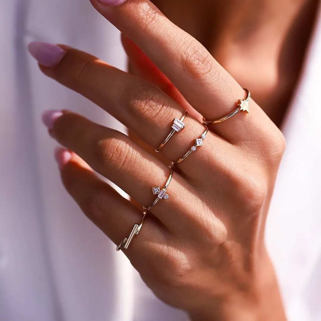 14k Gold Pole Star Ring