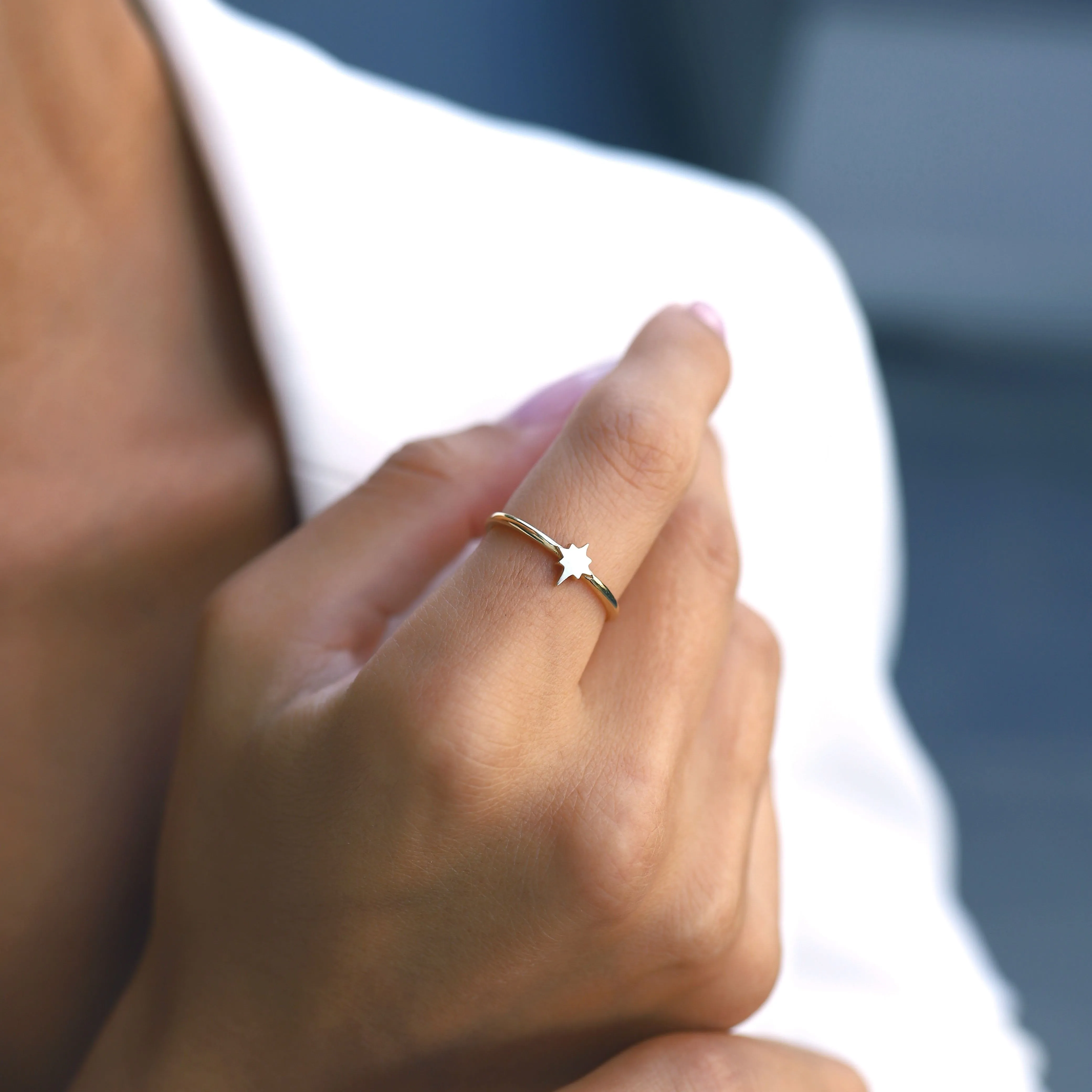 14k Gold Pole Star Ring