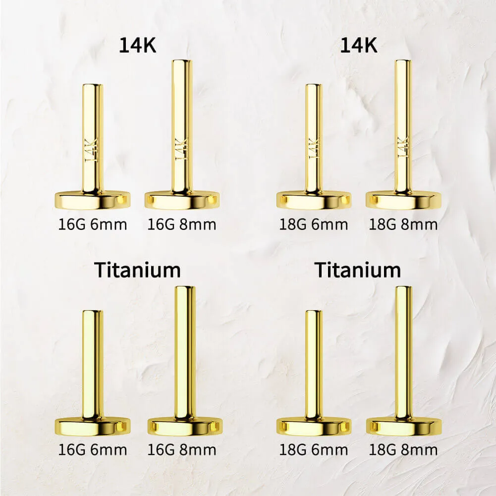 14K Solid Gold Marquise CZ Sunburst Push Pin Cartilage Nose Stud