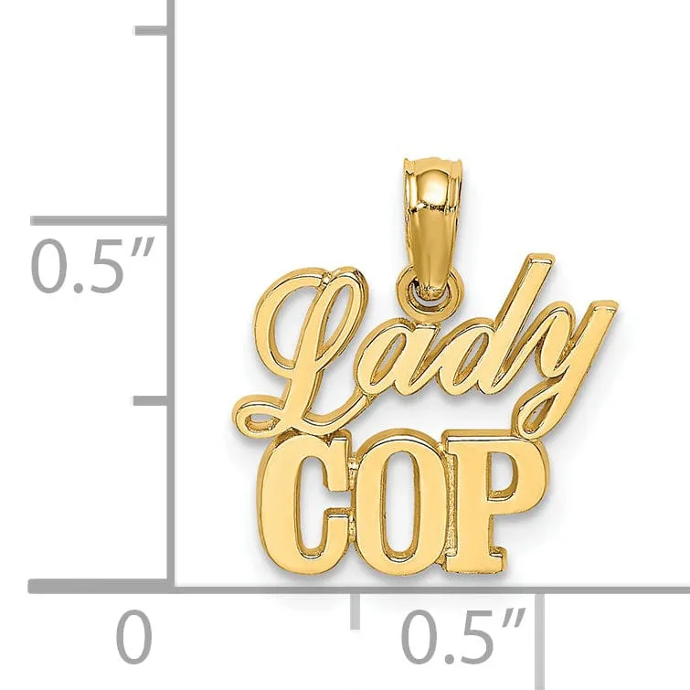 14k Yellow Gold Open Back Polished Finish LADY COP Charm Pendant