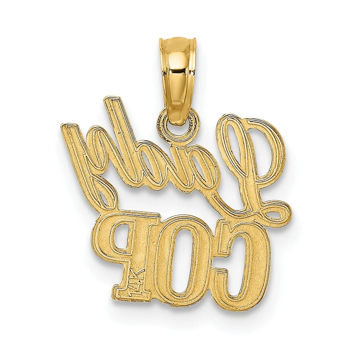 14k Yellow Gold Open Back Polished Finish LADY COP Charm Pendant