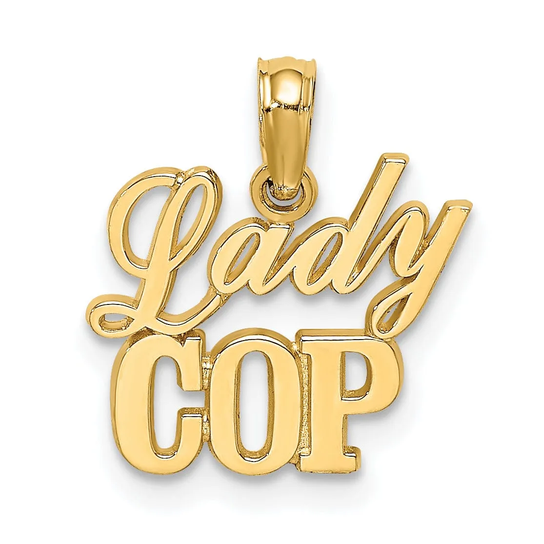 14k Yellow Gold Open Back Polished Finish LADY COP Charm Pendant