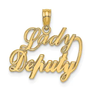 14k Yellow Gold Polished Finish Open Back LADY DEPUTY Charm Pendant
