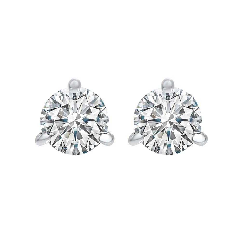 14KT White Gold & Diamond Classic Book Round Stud Earrings  - 1-1/2 ctw