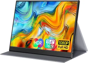 15.6" Professional (1920 x 1080) FHD External Portable Monitor, IPS Ultra-Thin Zero Frame Gaming Monitor with HDMI USB Type-C, Dual Speakers, designed for Laptop, Mac, Phone, PS5, PS4, Xbox, and Nintendo Switch - by FORHELP