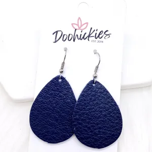 1.5" Navy Poppy Mini Collection -Fall Leather Earrings
