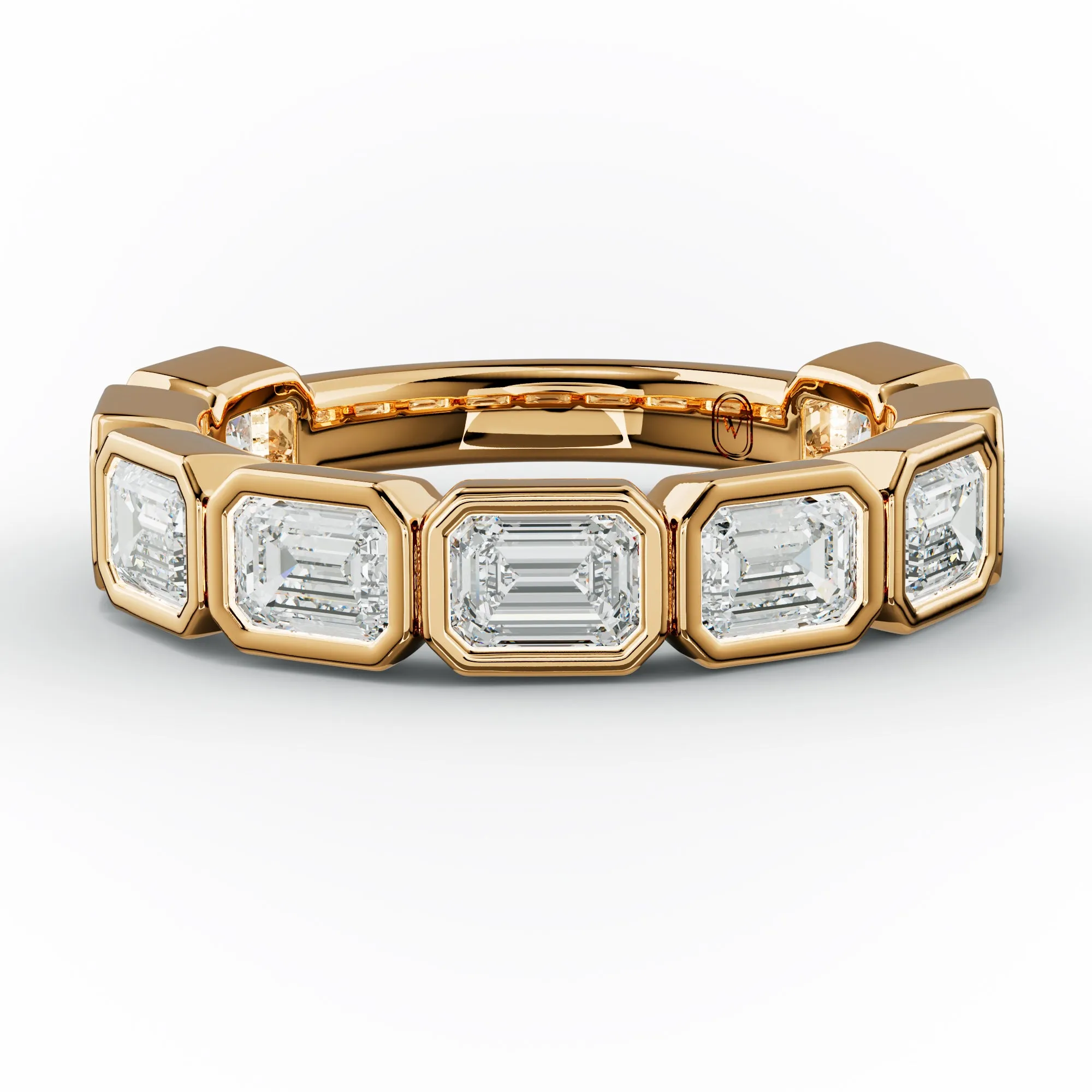 2.0 Carat East West Emerald Cut Bezel Set Diamond Anniversary Band
