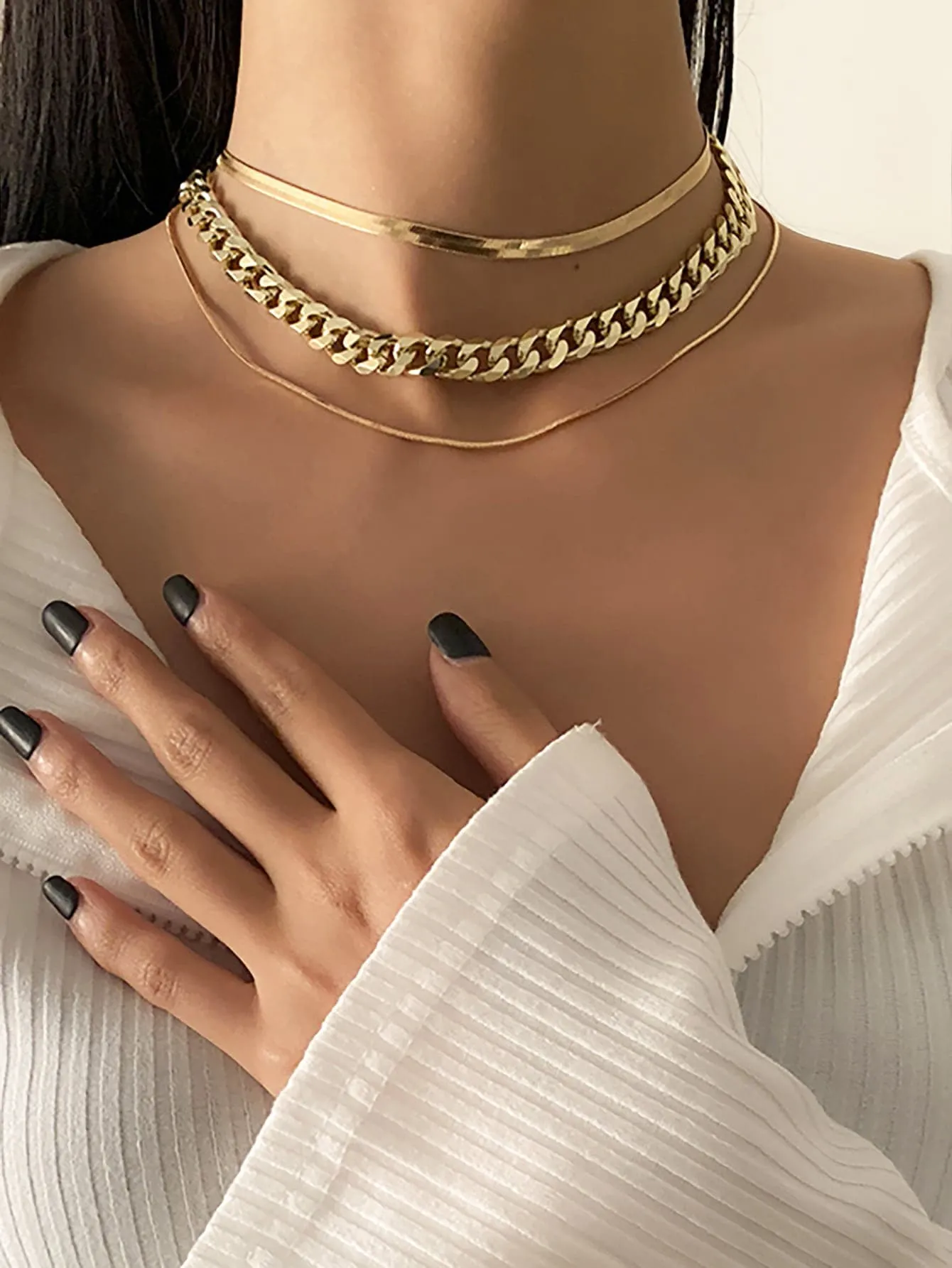 3pcs Minimalist Chain Necklace - Gold
