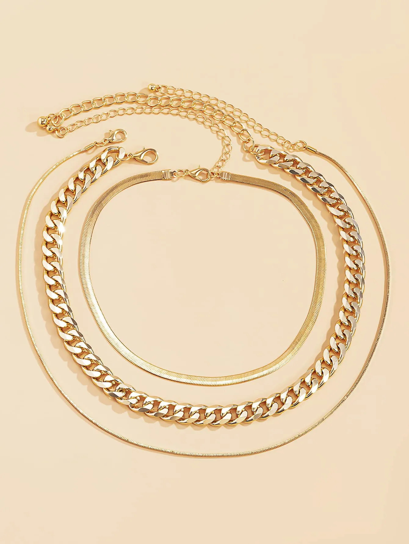 3pcs Minimalist Chain Necklace - Gold