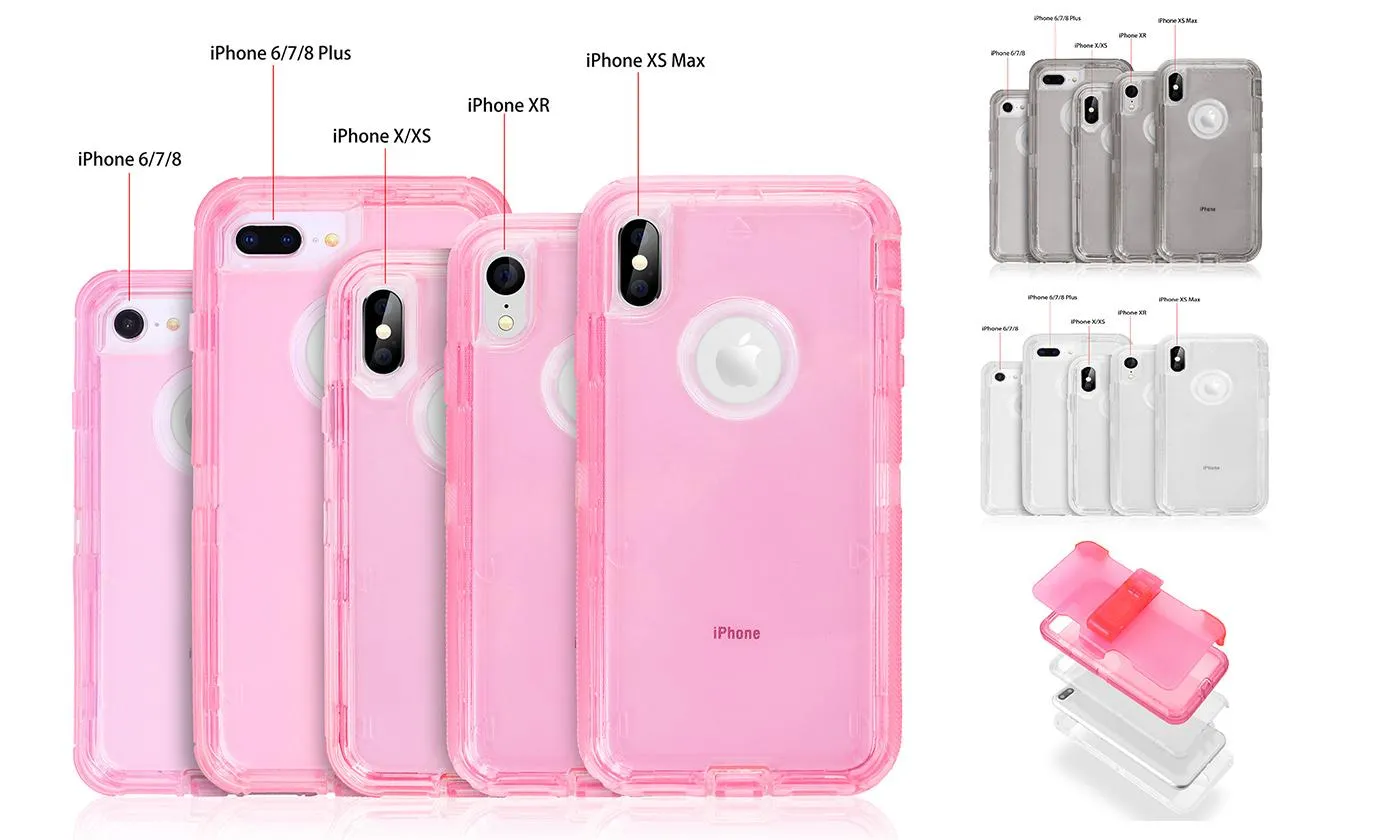 4 in 1 Case With Clip Shockproof For iPhone6/6S7/8/6 6S 7 8 Plus/X/XS/XR/Xs Max