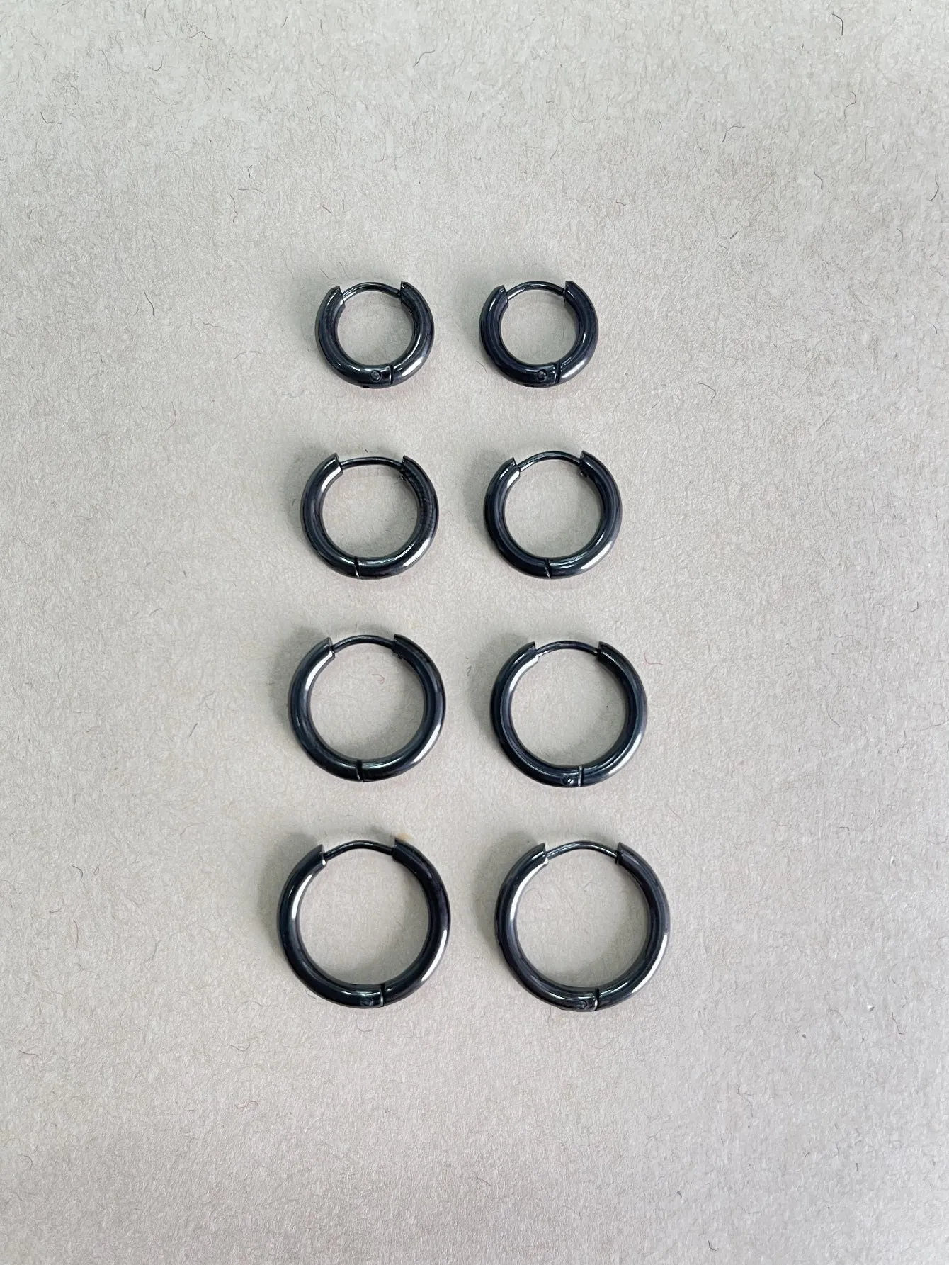 4pairs Minimalist Hoop Earrings - Gun Black