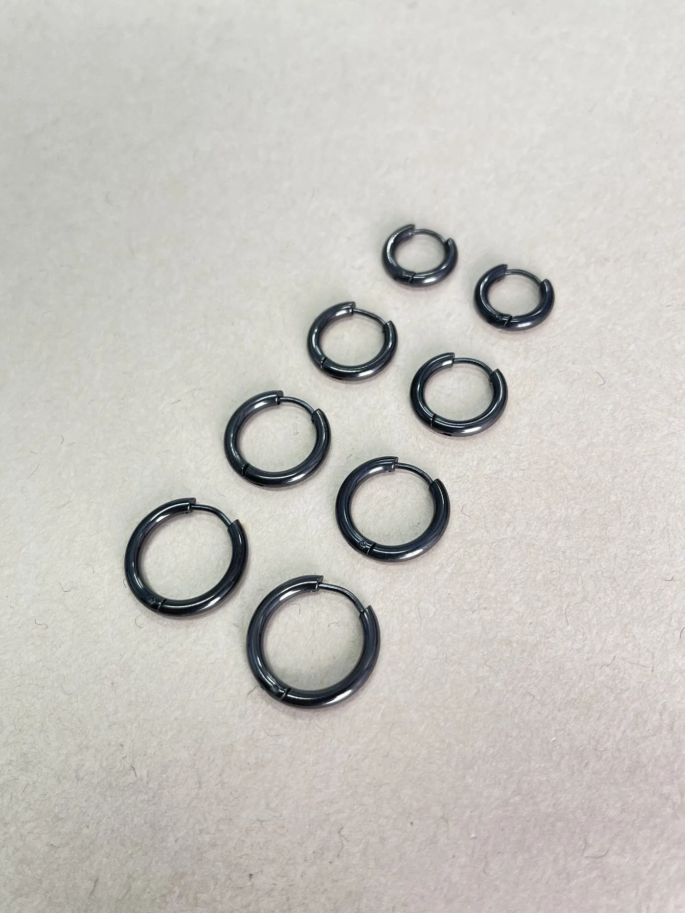 4pairs Minimalist Hoop Earrings - Gun Black