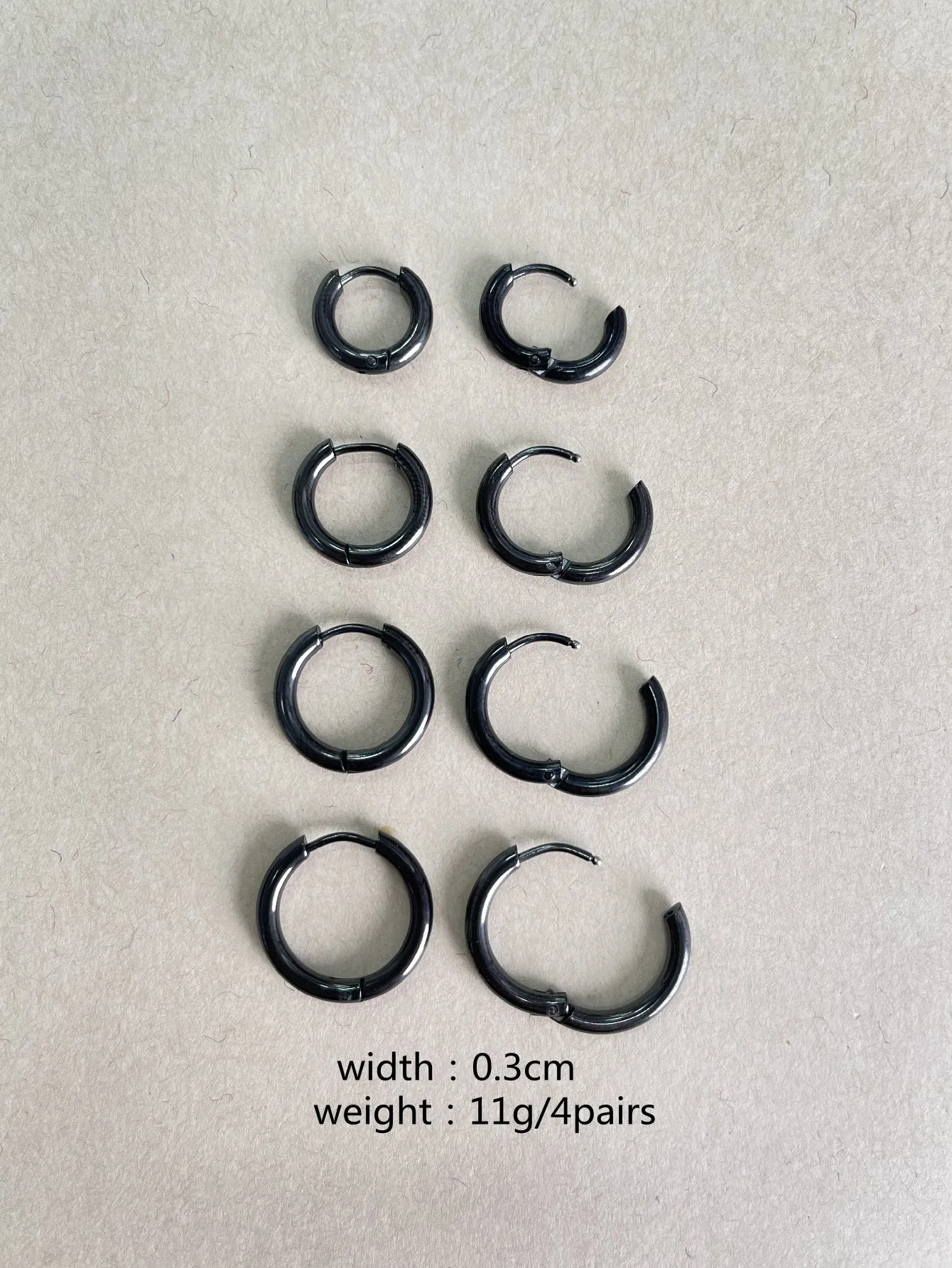 4pairs Minimalist Hoop Earrings - Gun Black