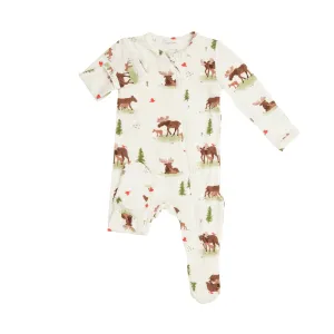 Angel Dear Moose White Footie with Zipper
