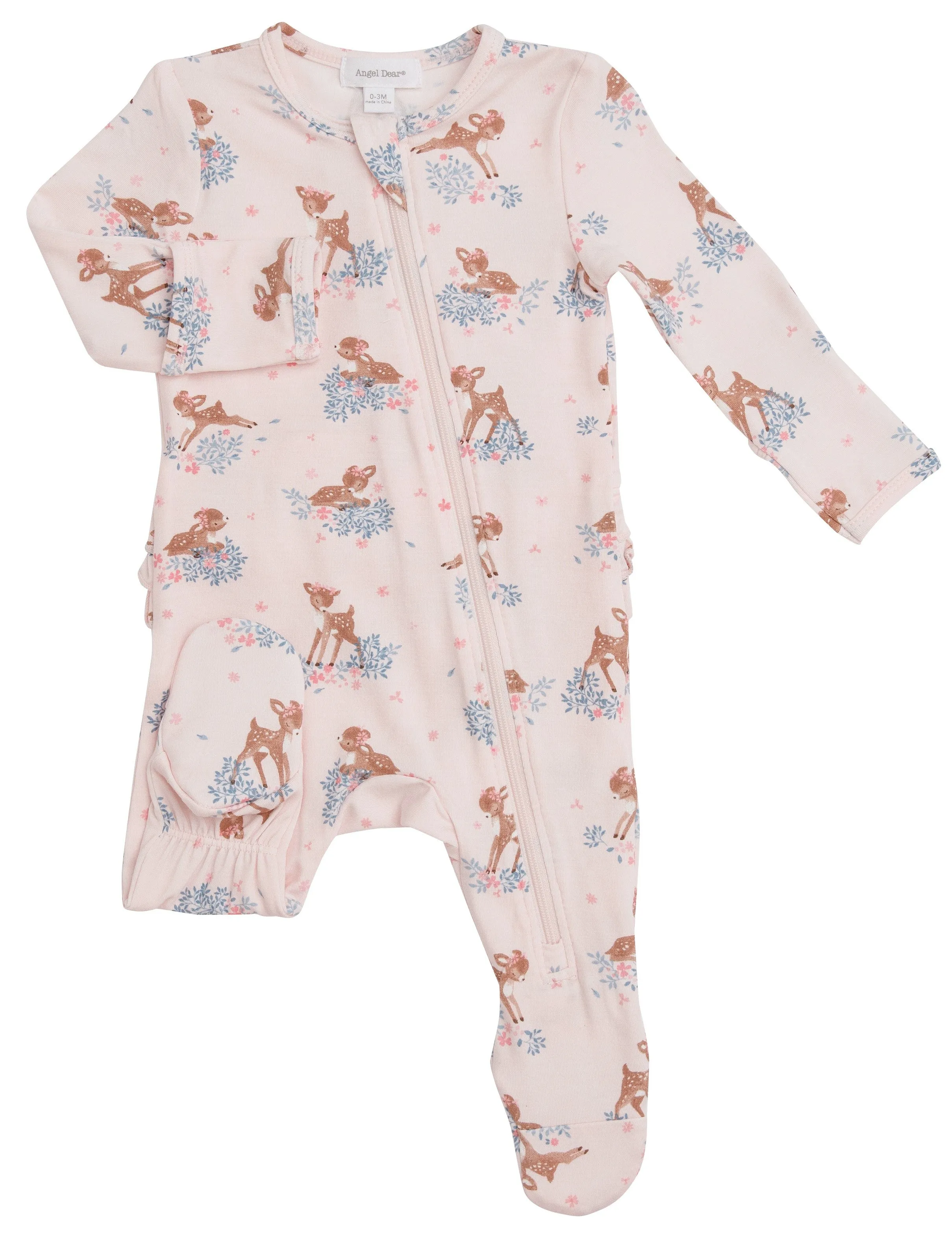 Angel Dear Woodland Deer Ruffle Back Footie with Zipper