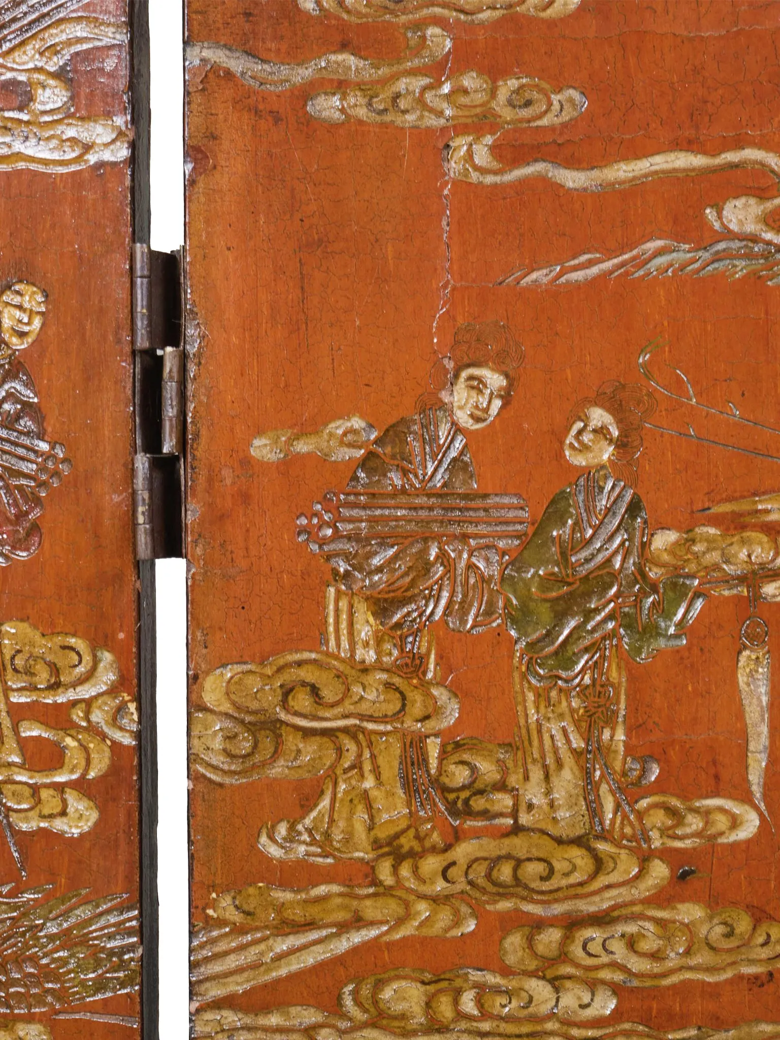 Antique Chinese Four-Panel Folding Screen