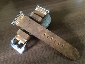 Apple Watch 44mm, 40mm, Space Grey, Black Apple Watch Band, Brown Leather watch Strap, 38mm 42mm, Series 1 2 3 4