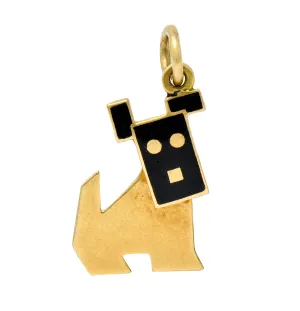 Art Nouveau Enamel 14 Karat Gold Articulated Dog Charm