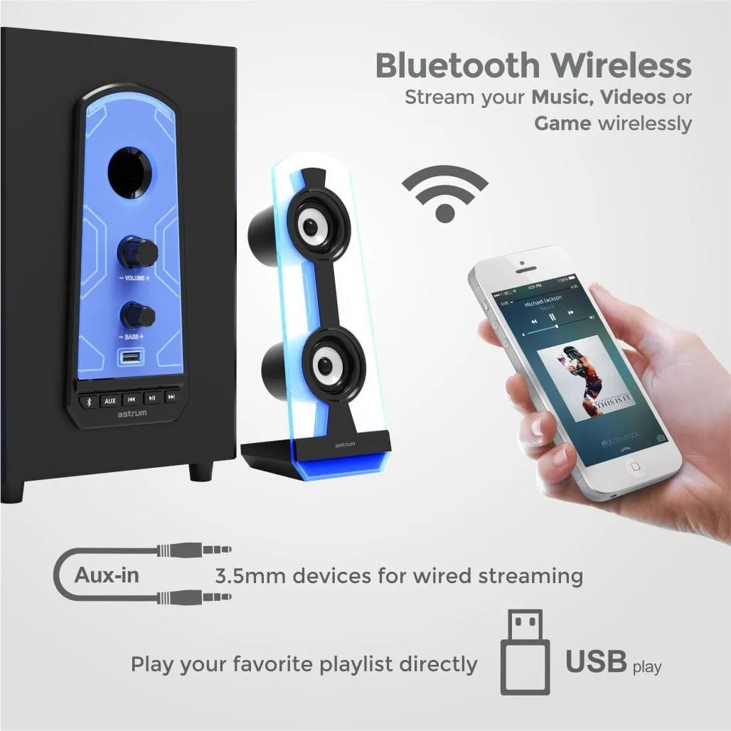 Astrum 2.1CH Led Light Wireless Multimedia Speaker - SM070