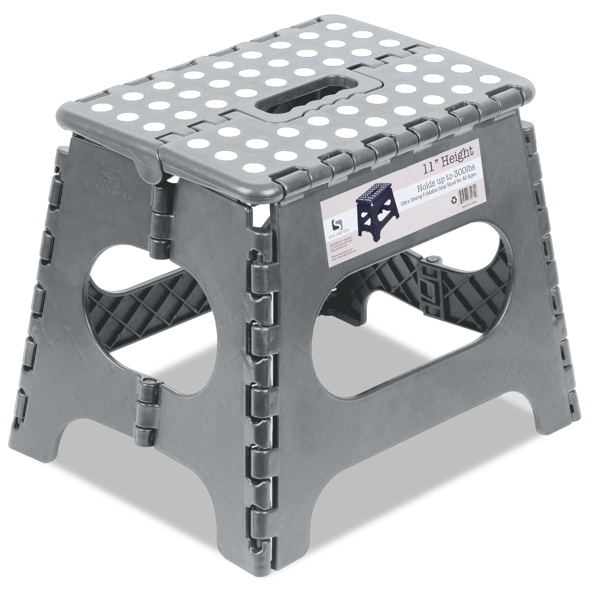 Awesome Folding Step Stool - 11" - Super Strong Sturdy Enough to Hold 300 Lb - Lightweight Foldable Step Stool for Adults and Kids - Opens with one Flip - Great for Kitchen, Bathroom and Bedroom | Light Grey