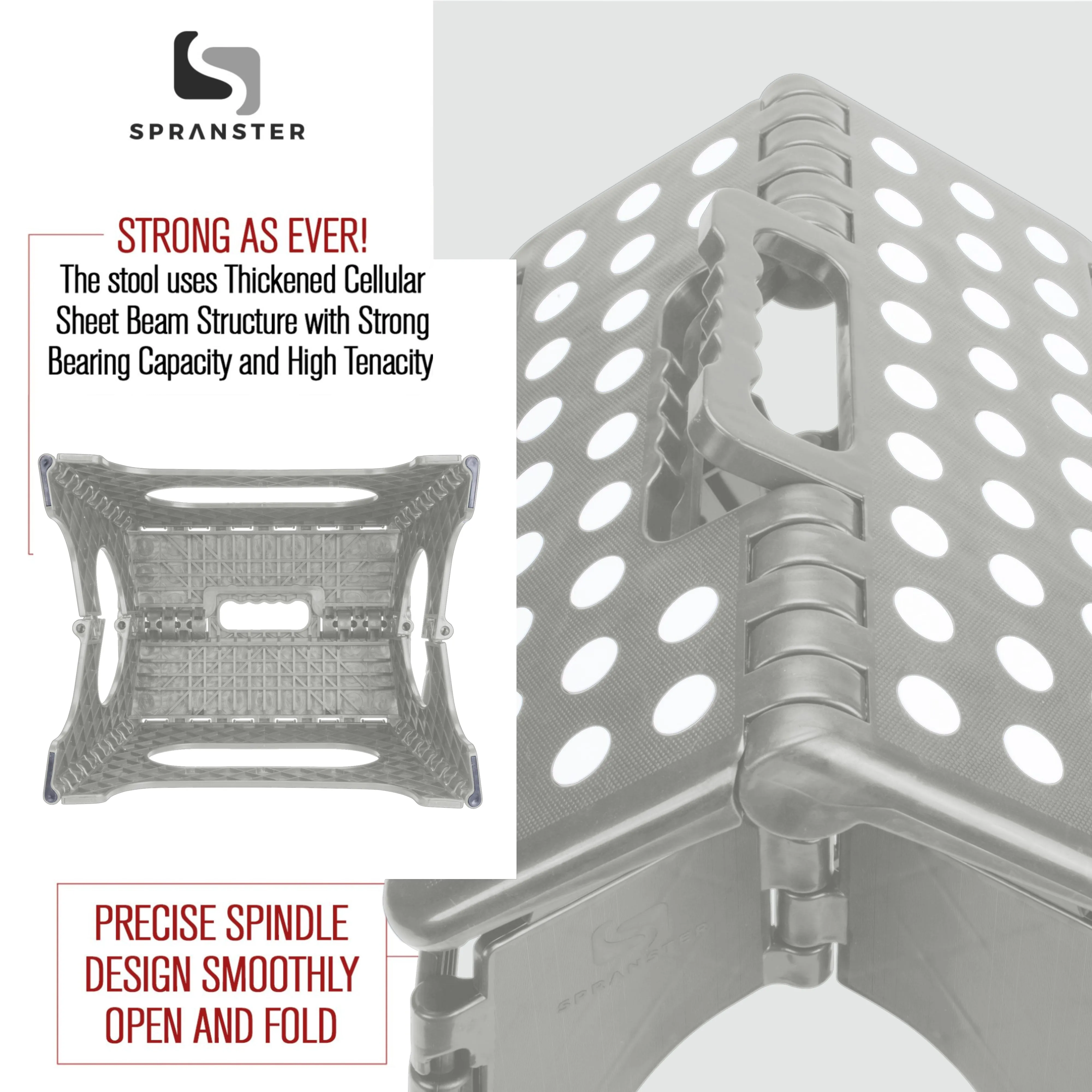 Awesome Folding Step Stool - 11" - Super Strong Sturdy Enough to Hold 300 Lb - Lightweight Foldable Step Stool for Adults and Kids - Opens with one Flip - Great for Kitchen, Bathroom and Bedroom | Light Grey