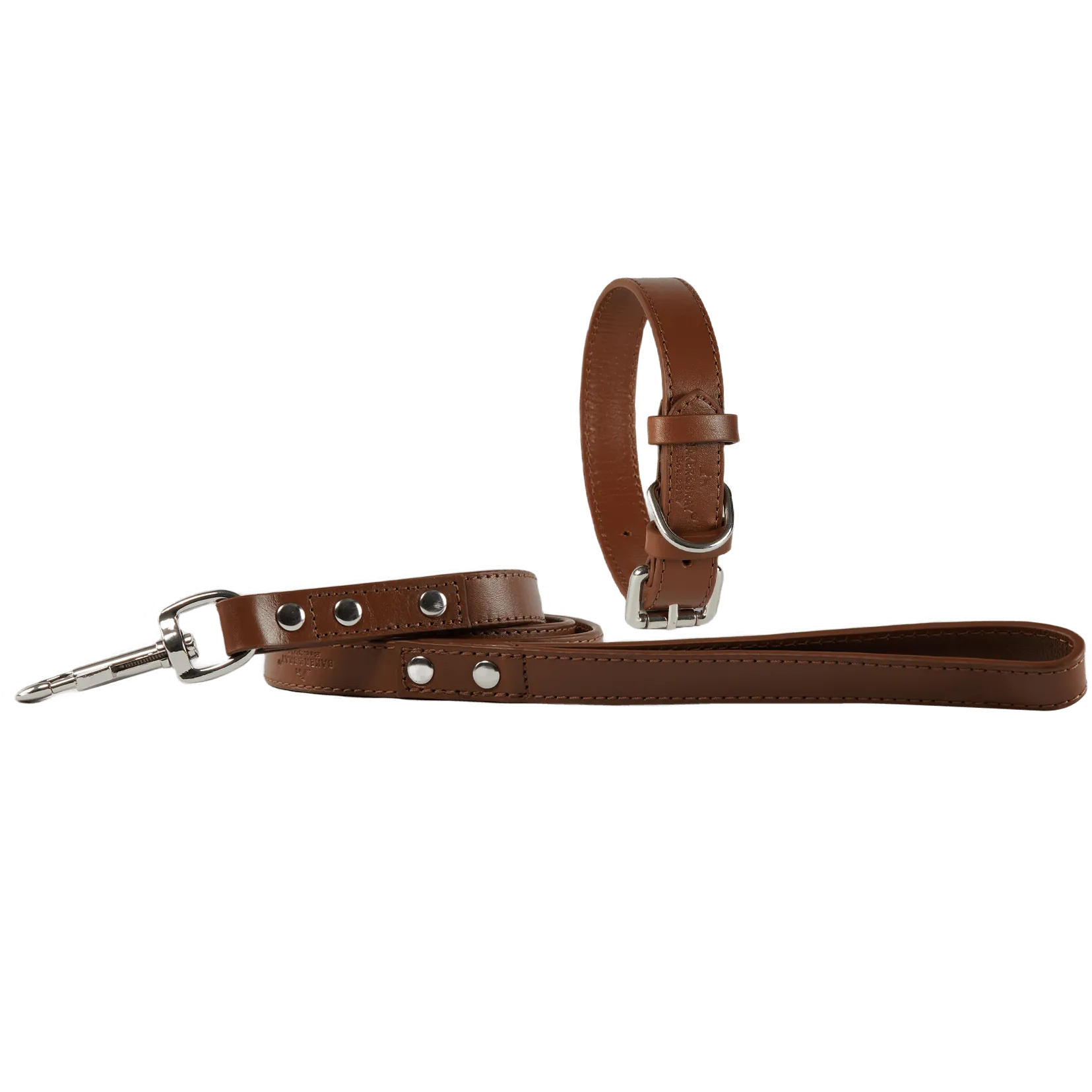 Baker & Bray Sustainable Designer Leather Dog Collar & Lead Set | Brown