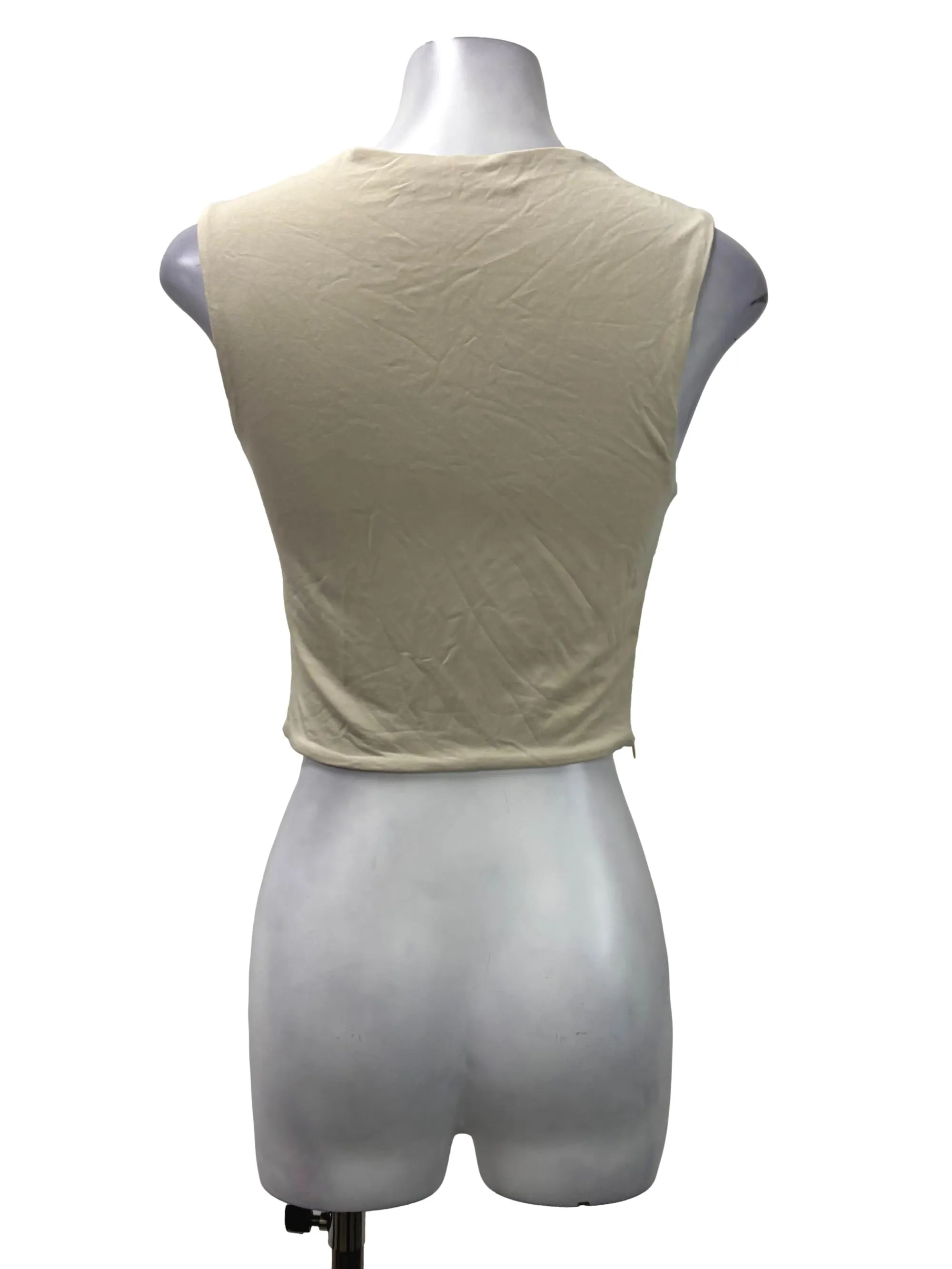 Beige Square Neck Padded Top
