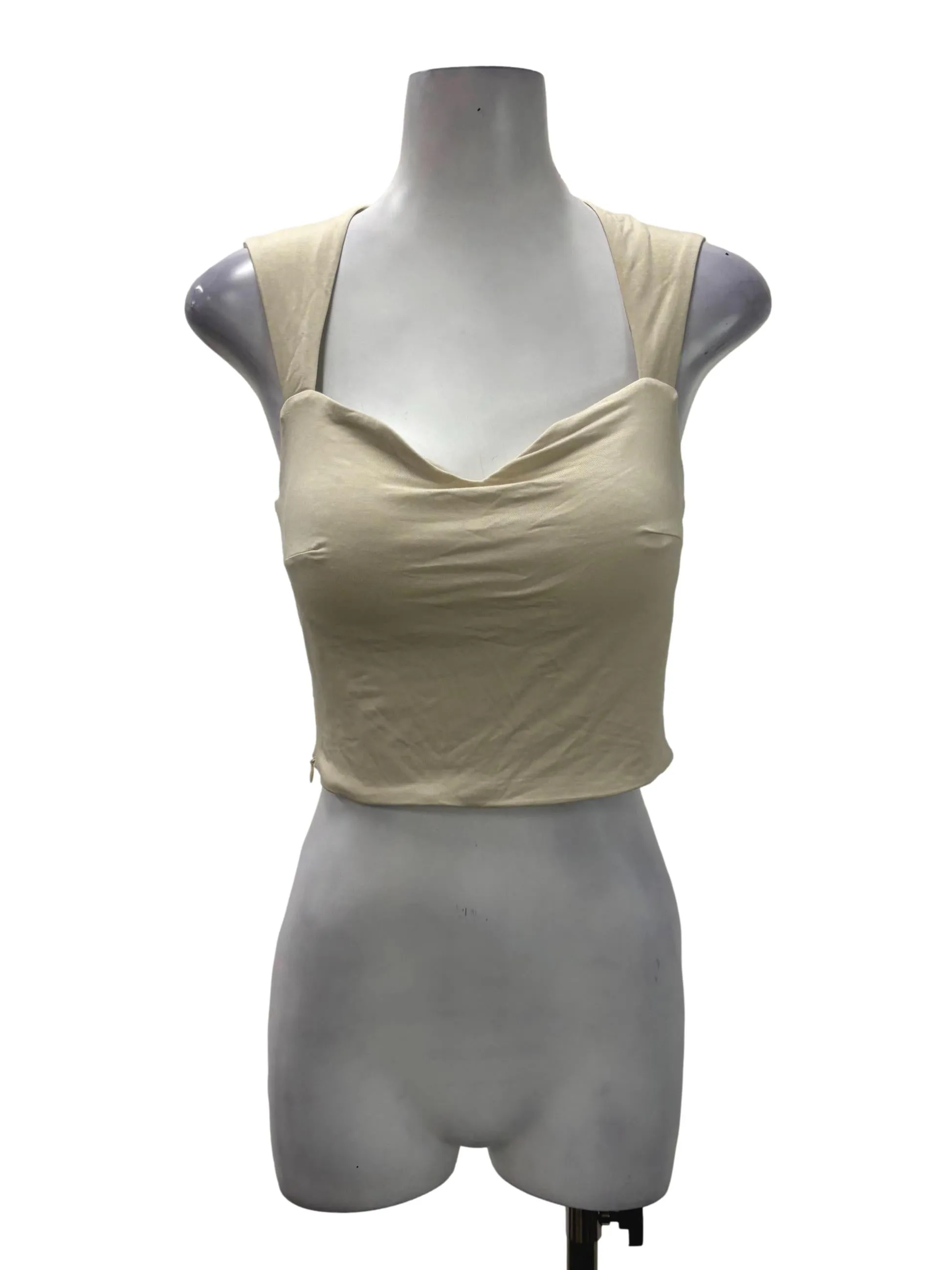 Beige Square Neck Padded Top