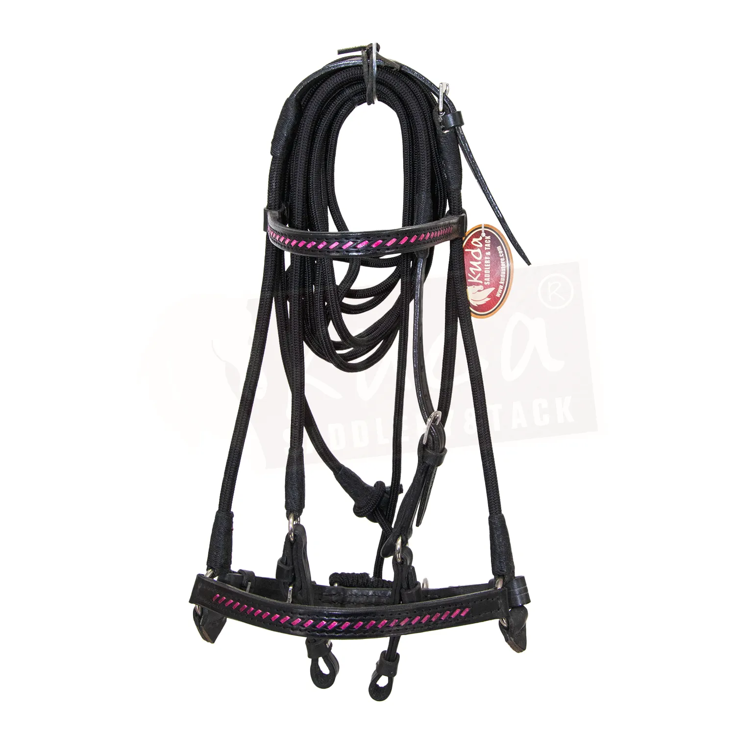 Black Bridle with Pink Accents