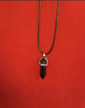 Black Onyx Crystal Necklace (16 inch chain)