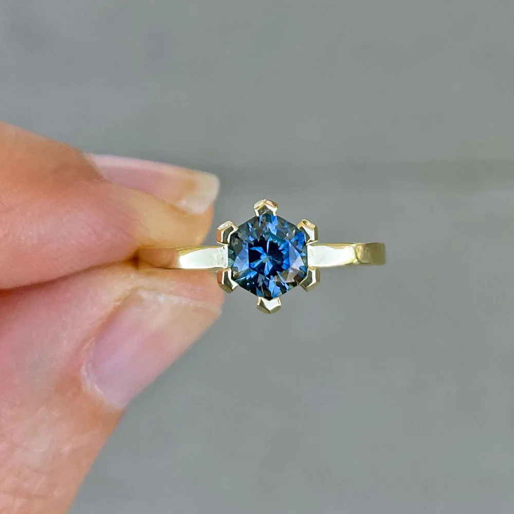 Blue Montana Sapphire Hexagon Ring