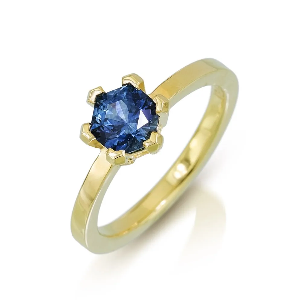 Blue Montana Sapphire Hexagon Ring