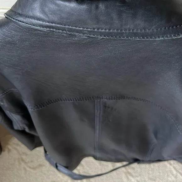 Boundary Waters  Premium Black Leather Moto jacket Size Large