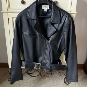Boundary Waters  Premium Black Leather Moto jacket Size Large