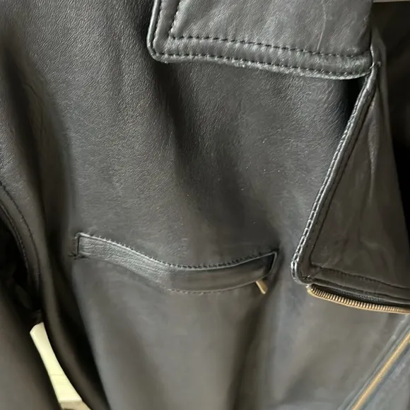 Boundary Waters  Premium Black Leather Moto jacket Size Large