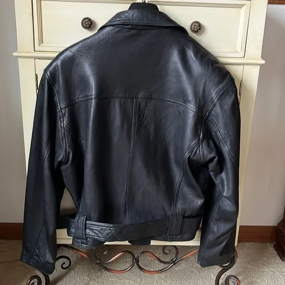 Boundary Waters  Premium Black Leather Moto jacket Size Large
