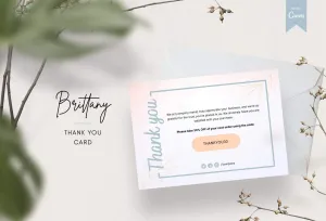 Brittany Printable Thank You Card Packaging Insert Note Canva Template