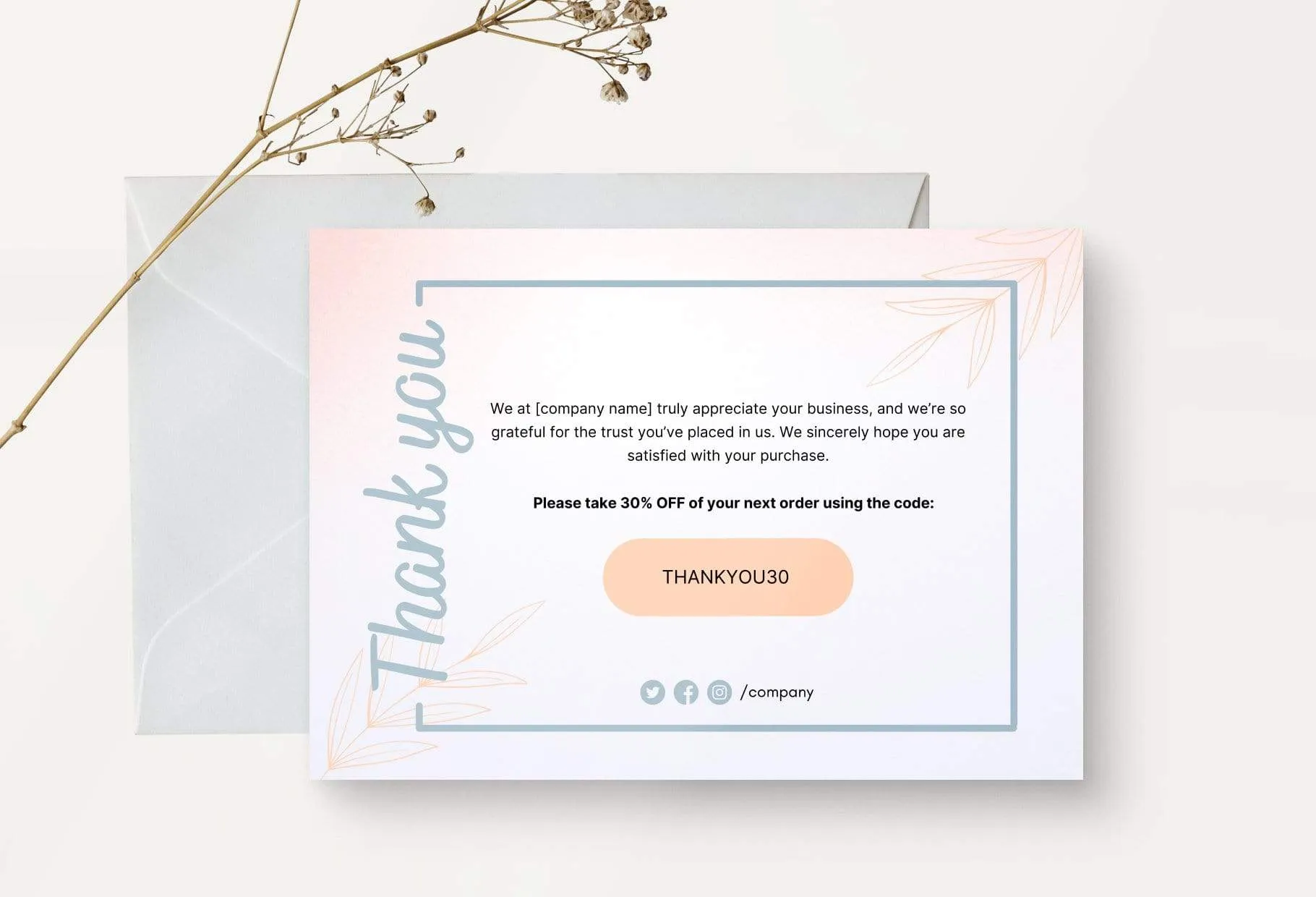 Brittany Printable Thank You Card Packaging Insert Note Canva Template