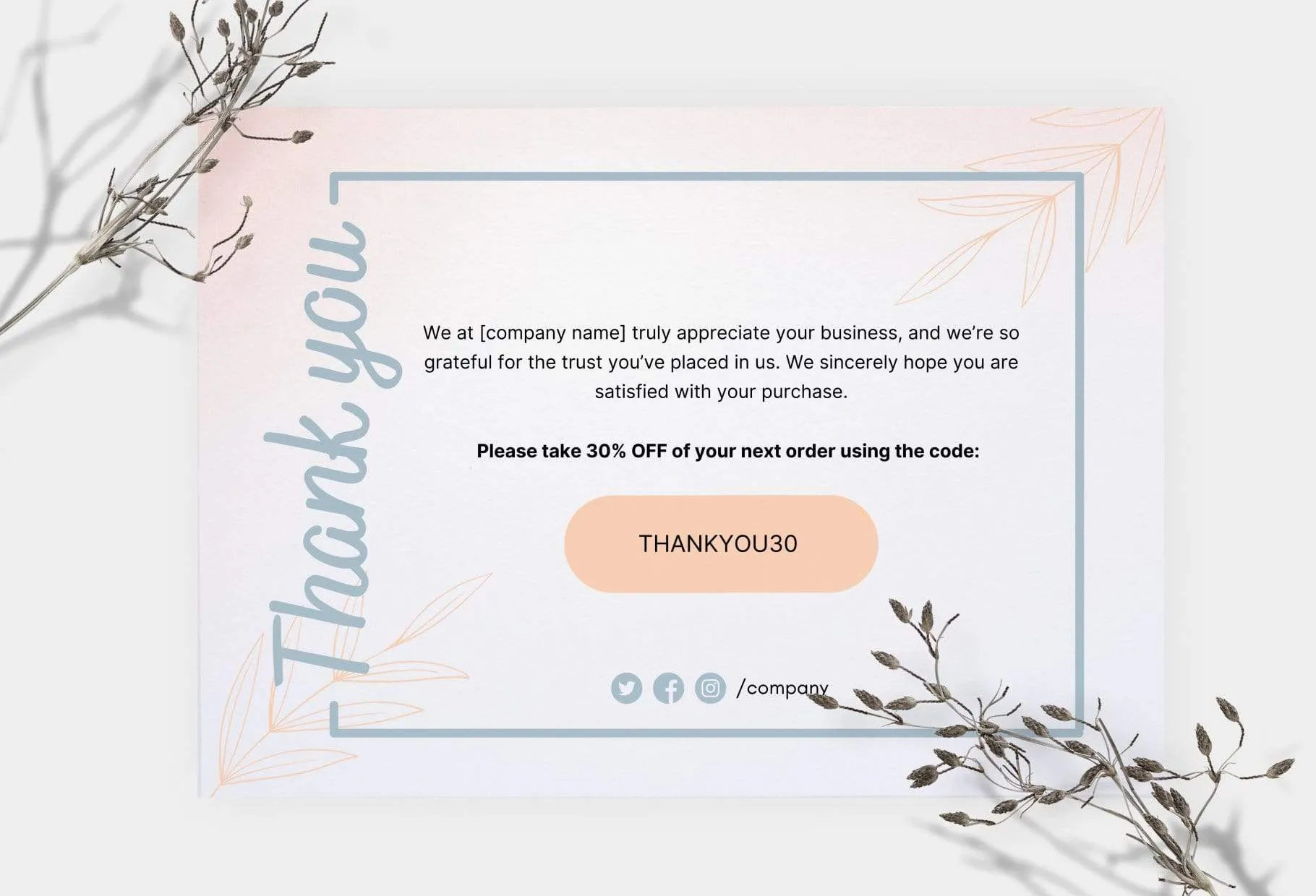 Brittany Printable Thank You Card Packaging Insert Note Canva Template
