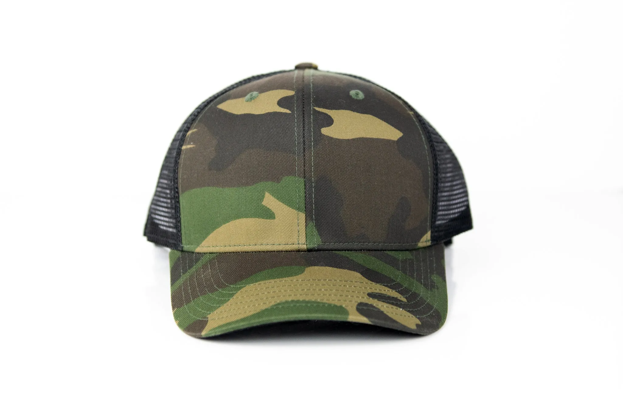 CAMO AND BLACK MESH SNAPBACK HAT